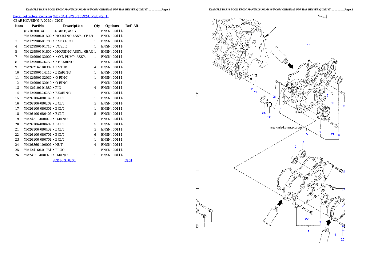 Protected: WB70A-1 S/N F10392-Up Partsbook