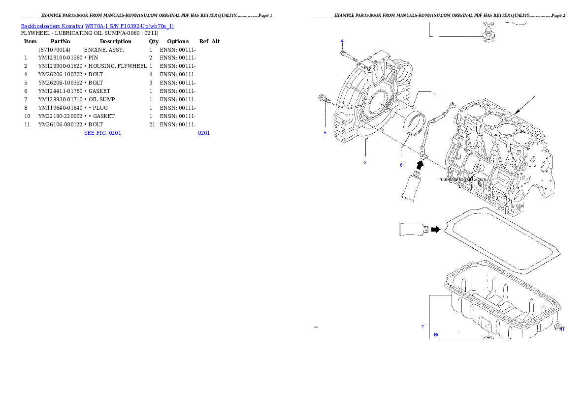 Protected: WB70A-1 S/N F10392-Up Partsbook
