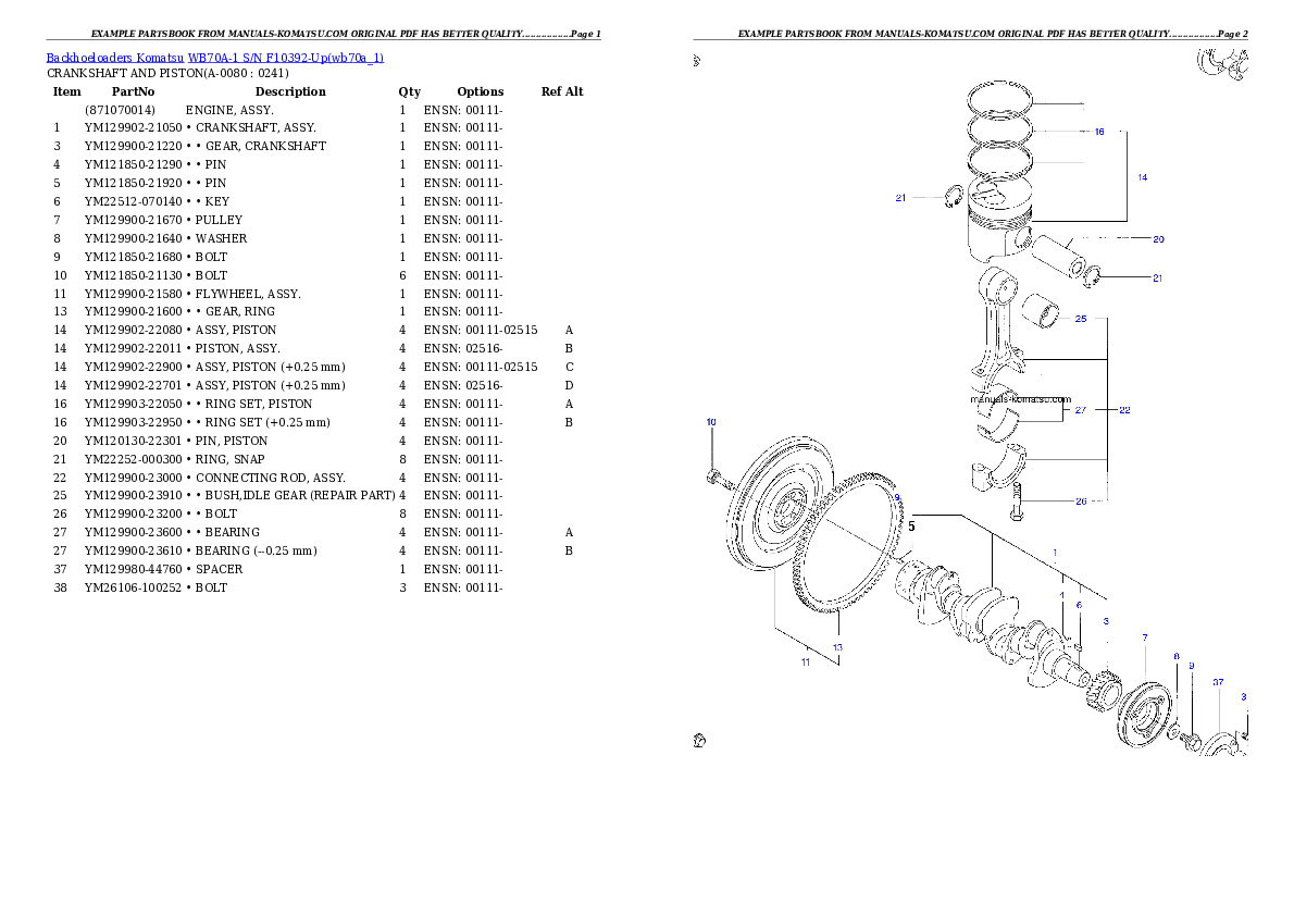 Protected: WB70A-1 S/N F10392-Up Partsbook