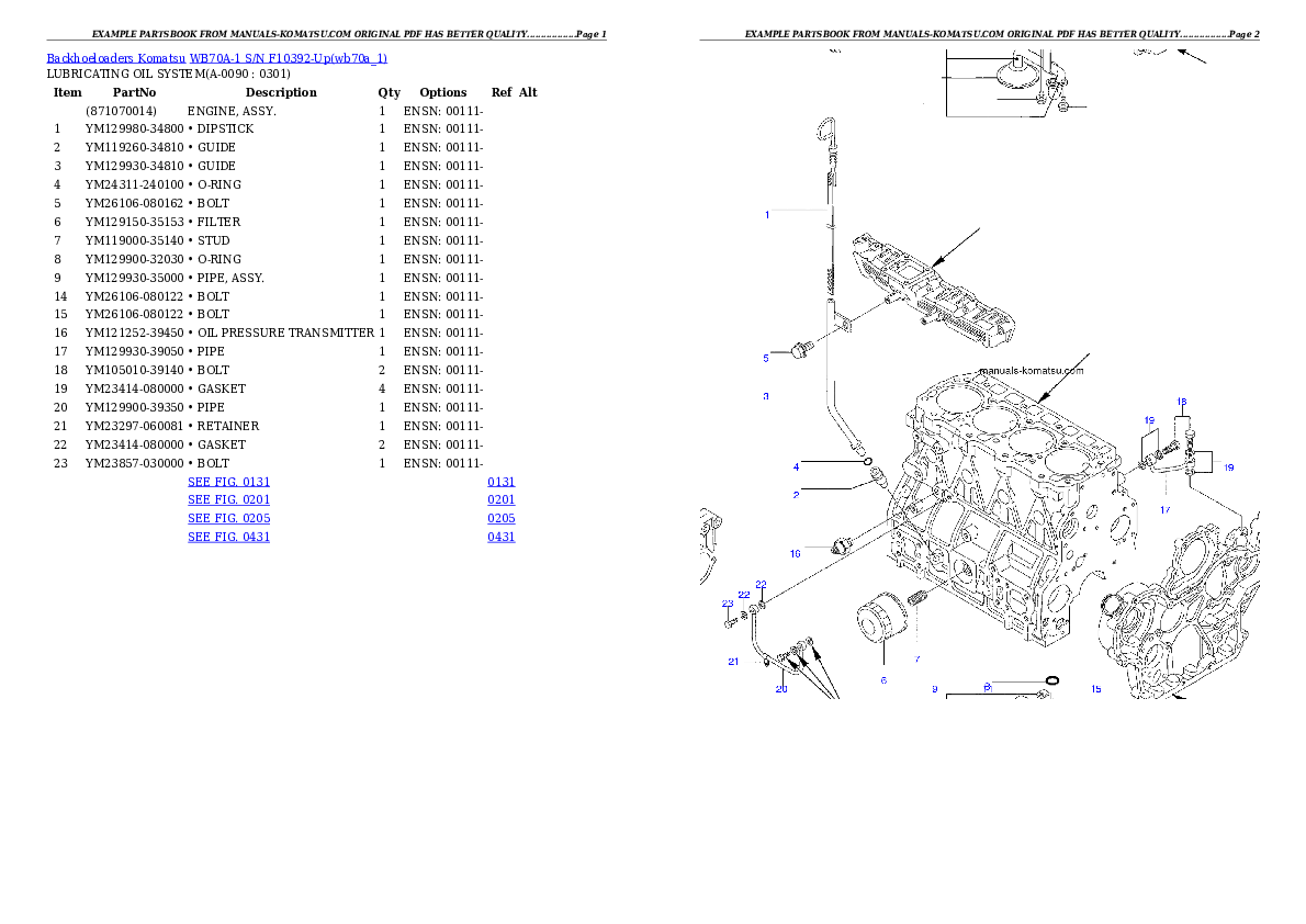 Protected: WB70A-1 S/N F10392-Up Partsbook
