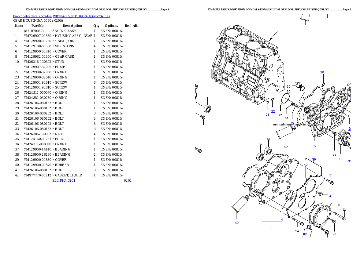Protected: WB70A-1 S/N F10950-Up Partsbook