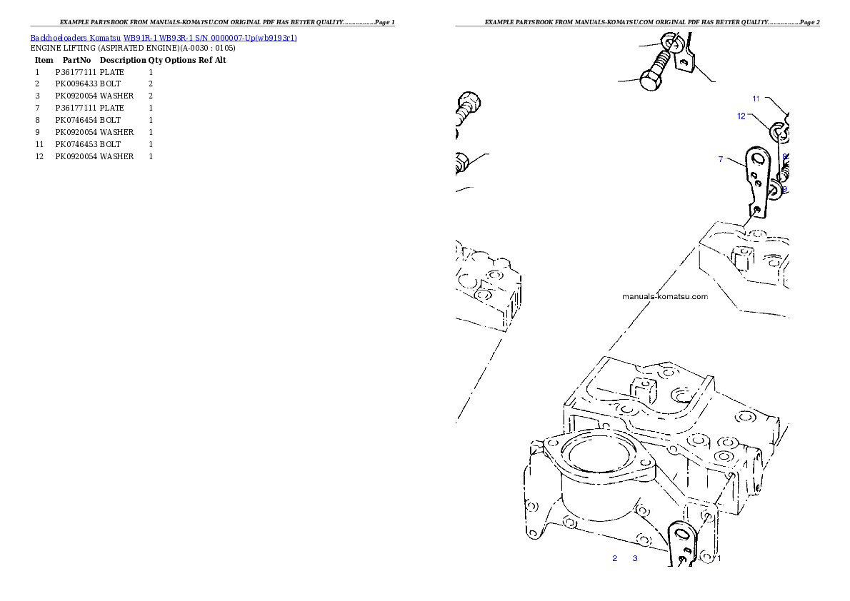 Protected: WB91R-1 WB93R-1 S/N 0000007-Up Partsbook