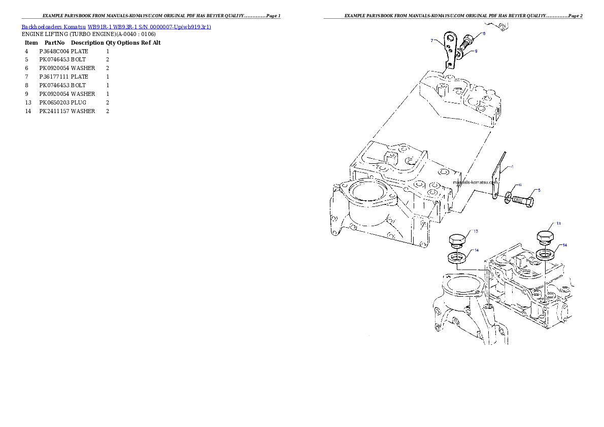 Protected: WB91R-1 WB93R-1 S/N 0000007-Up Partsbook