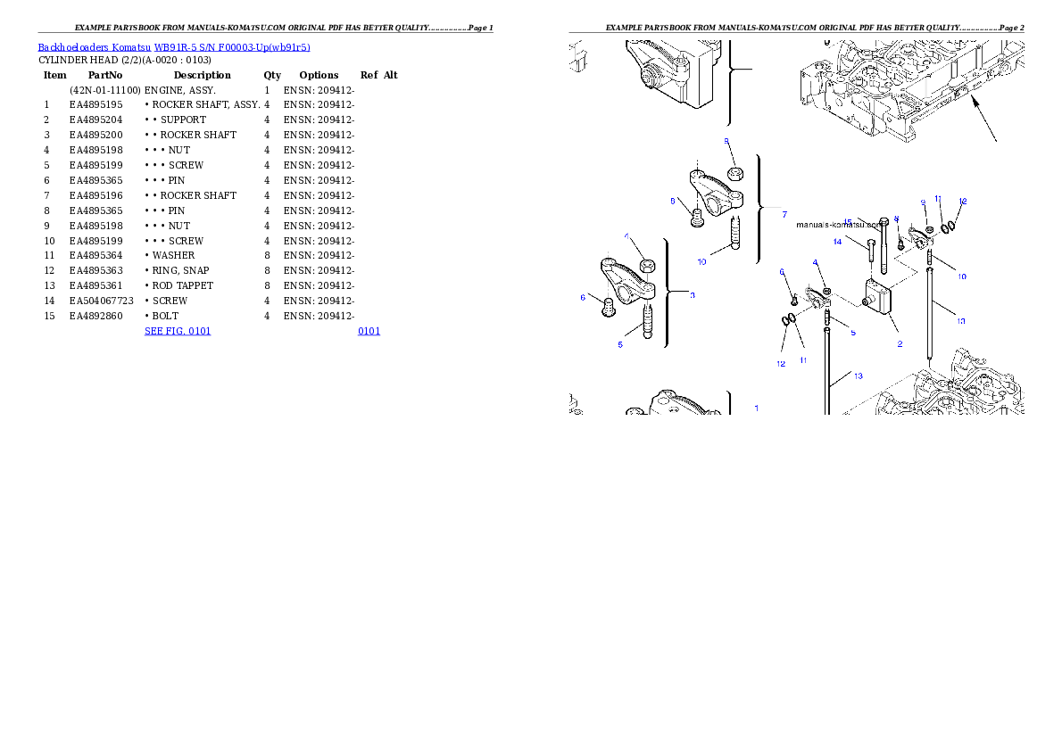 WB91R-5 S/N F00003-Up Partsbook