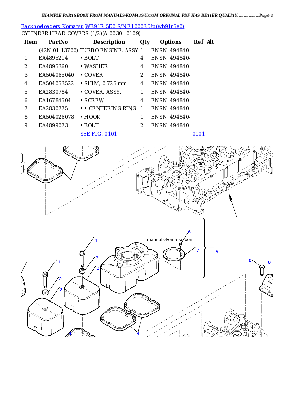 WB91R-5E0 S/N F10003-Up Partsbook