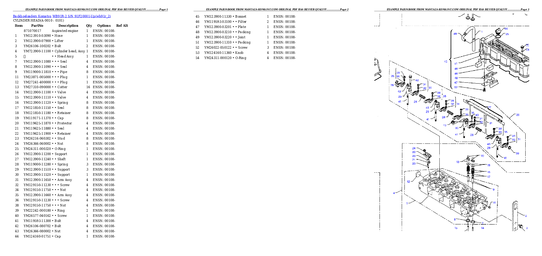 WB91R-2 S/N 91F20001-Up Partsbook