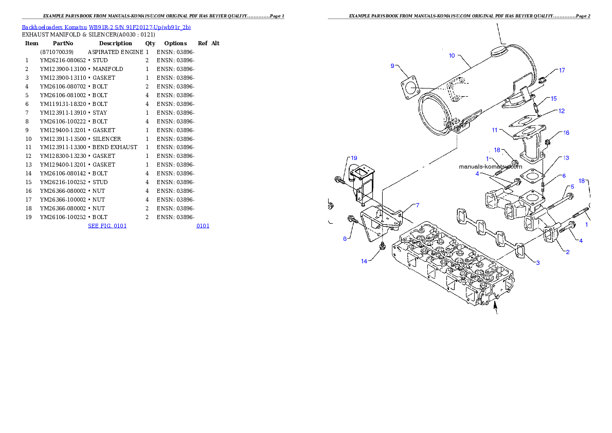 WB91R-2 S/N 91F20127-Up Partsbook