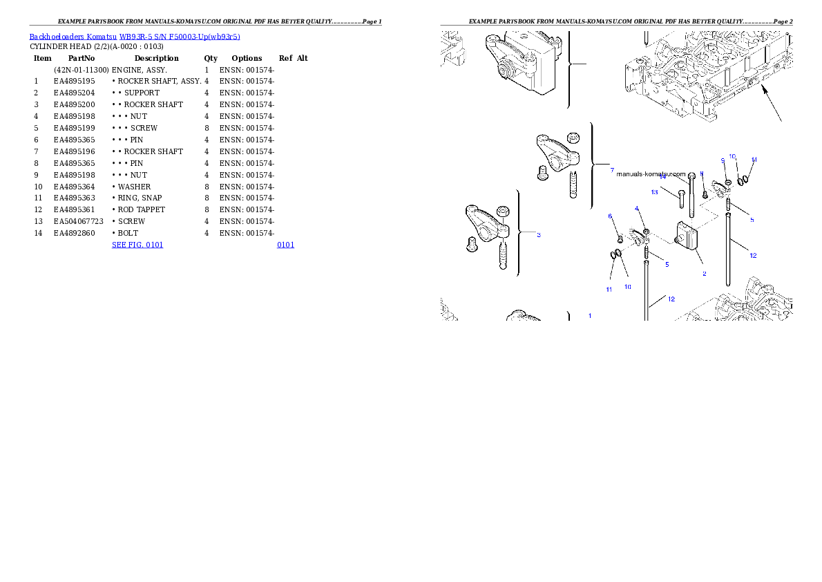 WB93R-5 S/N F50003-Up Partsbook