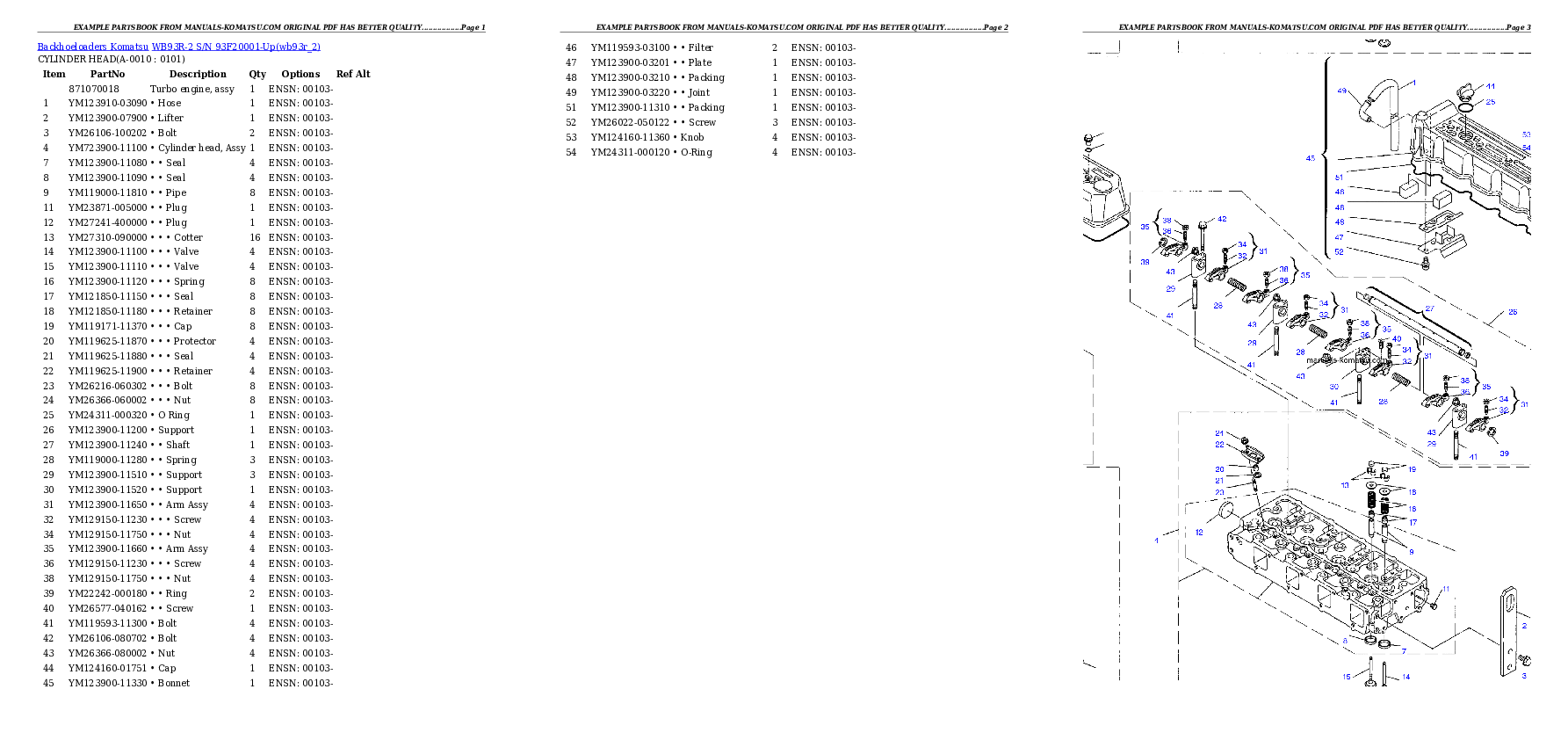 WB93R-2 S/N 93F20001-Up Partsbook