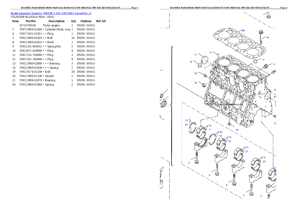 Protected: WB93R-2 S/N 93F20001-Up Partsbook