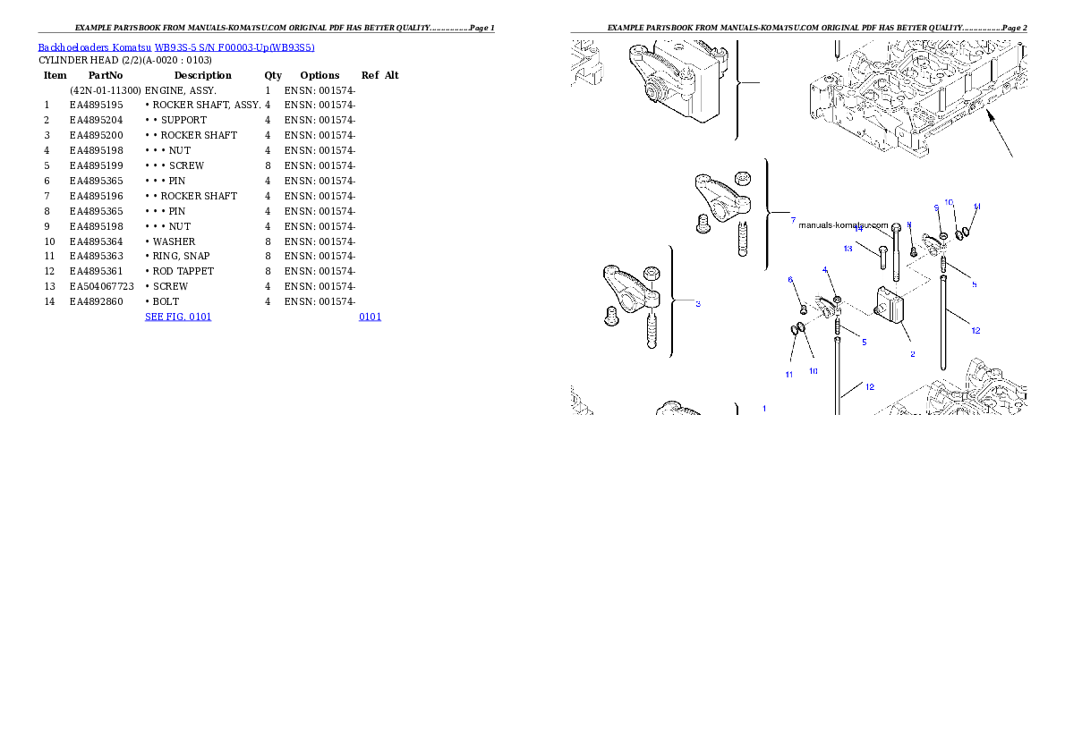 WB93S-5 S/N F00003-Up Partsbook