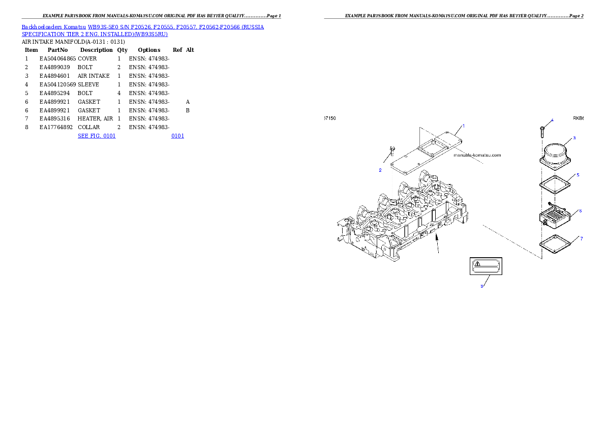 Protected: WB93S-5E0 S/N F20526- UP (RUSSIA SPECIFICATION TIER 2 ENG. INSTALLED) Partsbook