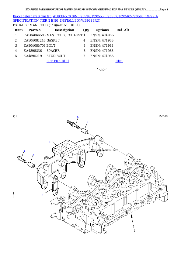 Protected: WB93S-5E0 S/N F20526- UP (RUSSIA SPECIFICATION TIER 2 ENG. INSTALLED) Partsbook