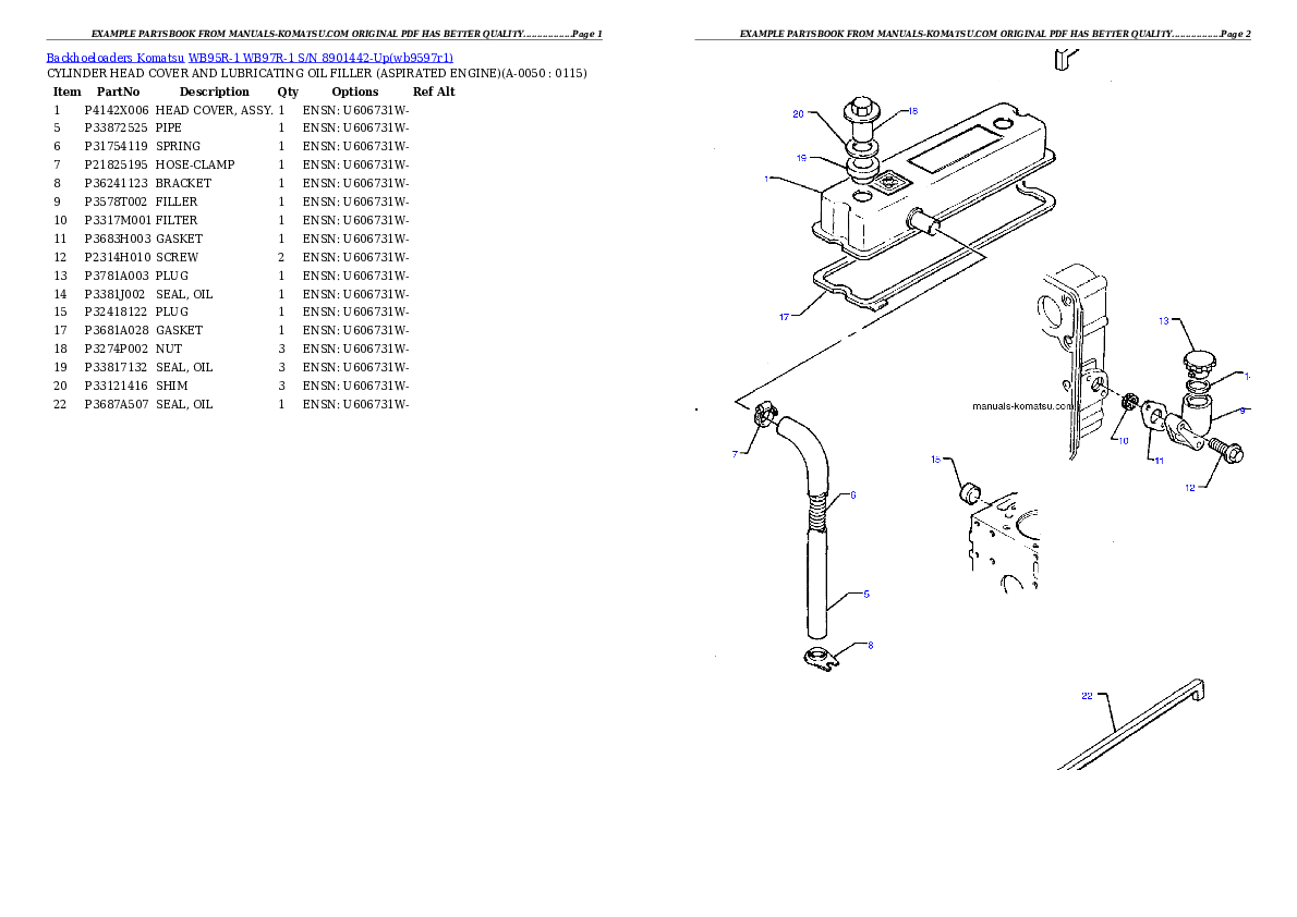 Protected: WB95R-1 WB97R-1 S/N 8901442-Up Partsbook