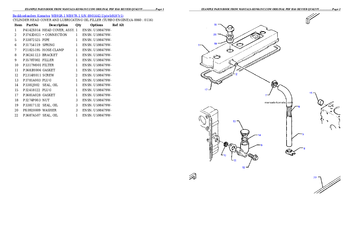 Protected: WB95R-1 WB97R-1 S/N 8901442-Up Partsbook