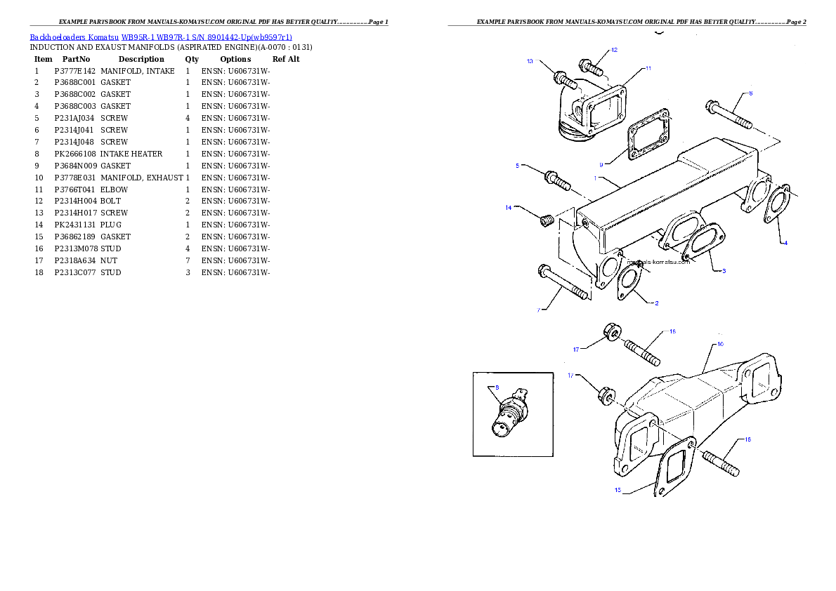 Protected: WB95R-1 WB97R-1 S/N 8901442-Up Partsbook