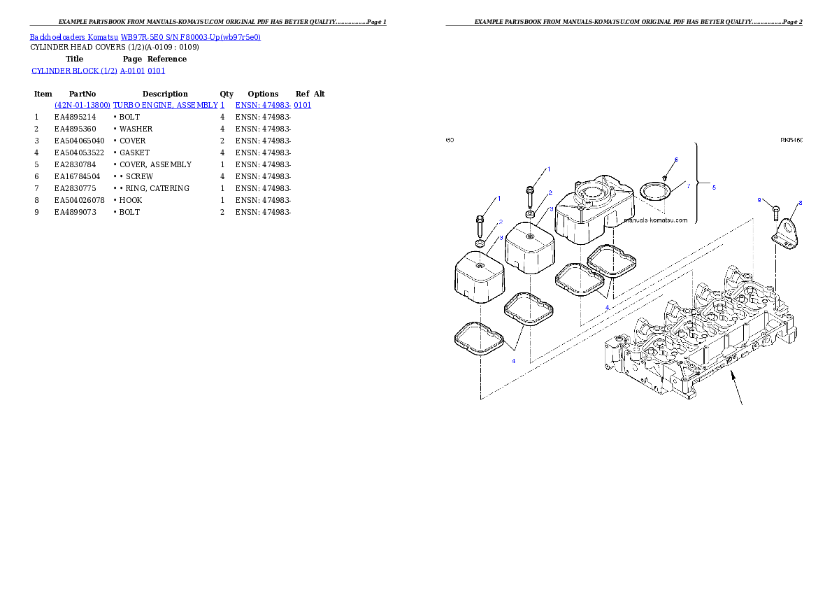 WB97R-5E0 S/N F80003-Up Partsbook