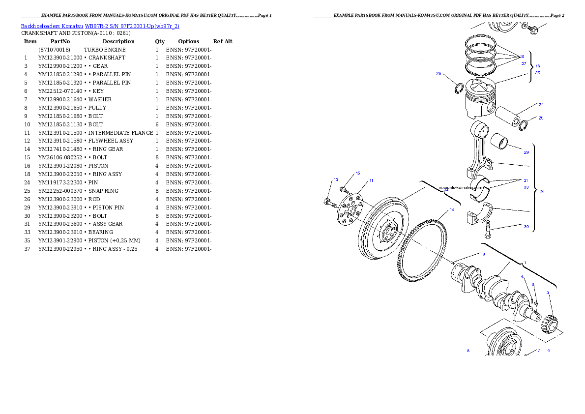 Protected: WB97R-2 S/N 97F20001-Up Partsbook