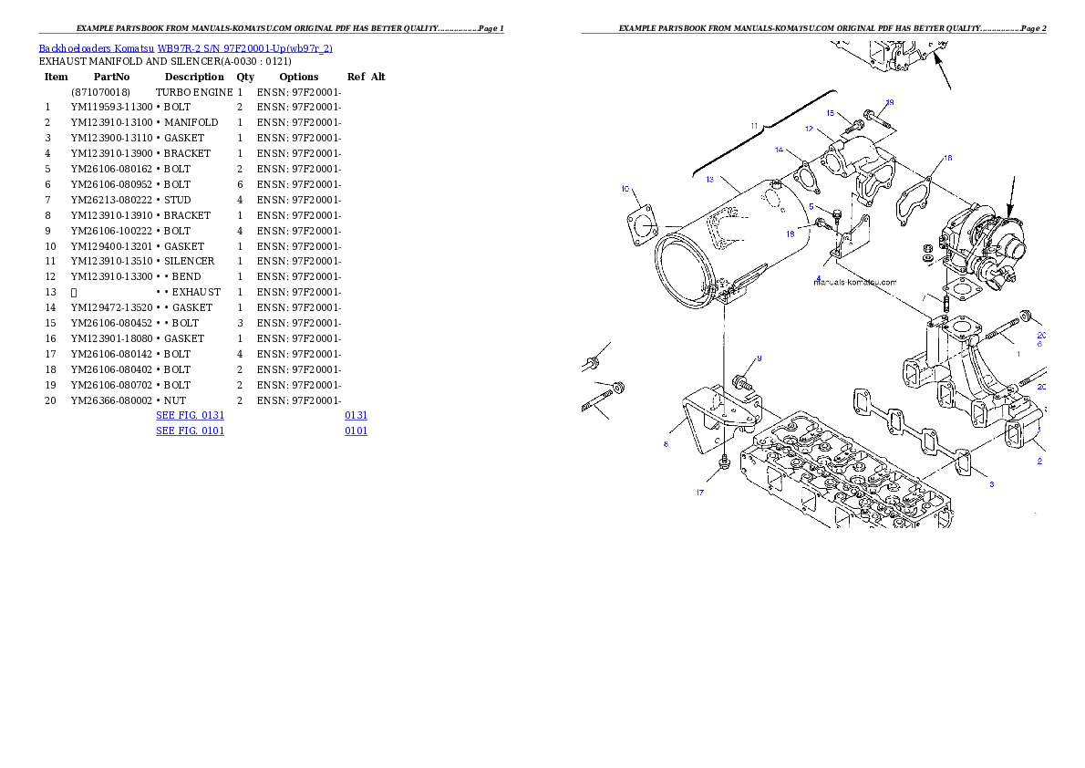 WB97R-2 S/N 97F20001-Up Partsbook