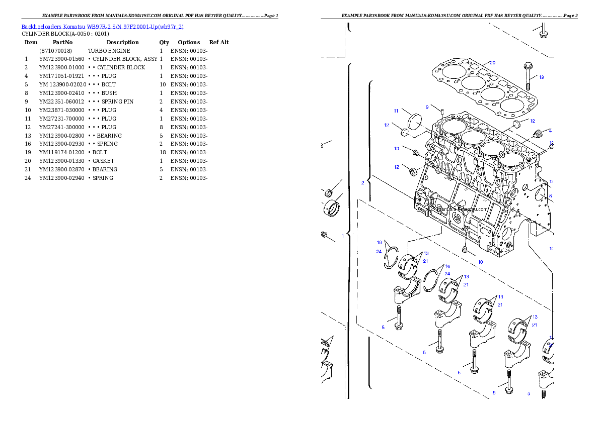 Protected: WB97R-2 S/N 97F20001-Up Partsbook