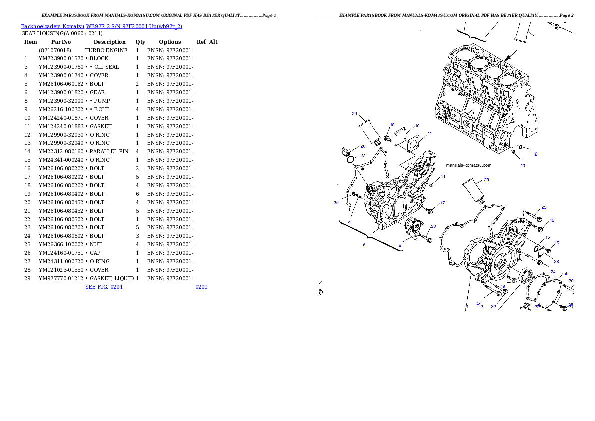 Protected: WB97R-2 S/N 97F20001-Up Partsbook