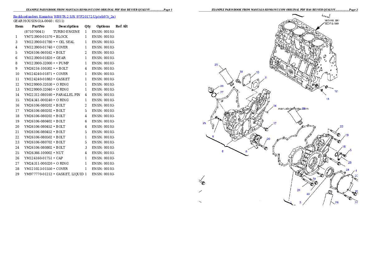Protected: WB97R-2 S/N 97F20172-Up Partsbook
