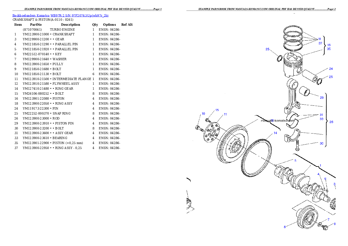 Protected: WB97R-2 S/N 97F20743-Up Partsbook