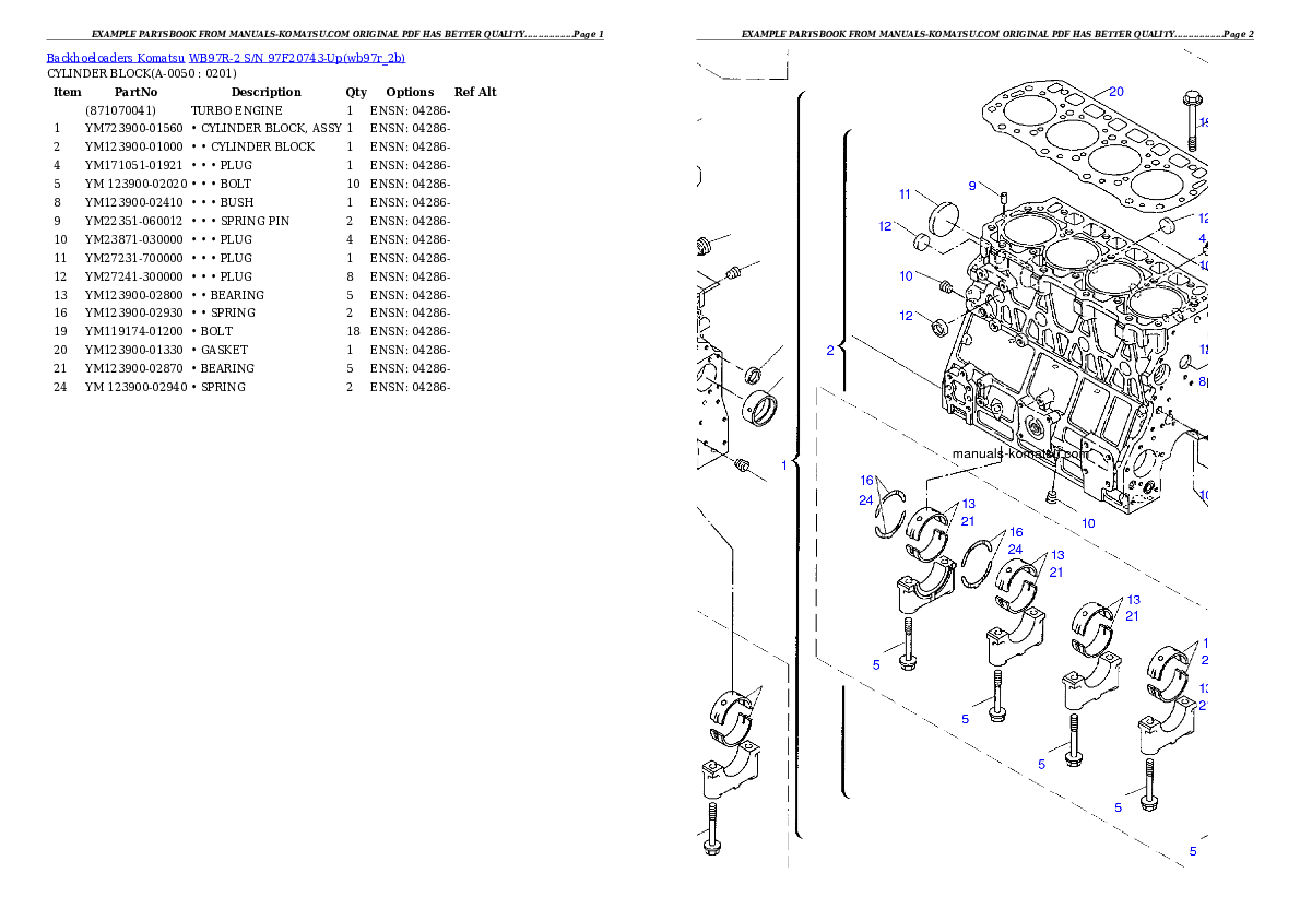 Protected: WB97R-2 S/N 97F20743-Up Partsbook