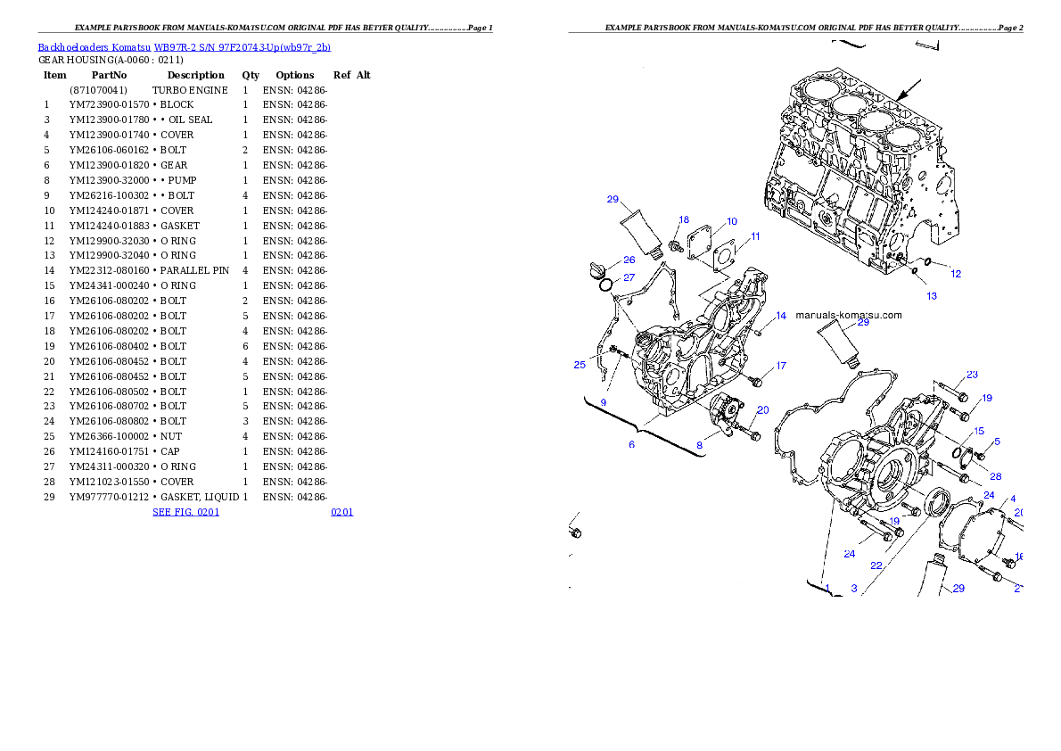 Protected: WB97R-2 S/N 97F20743-Up Partsbook
