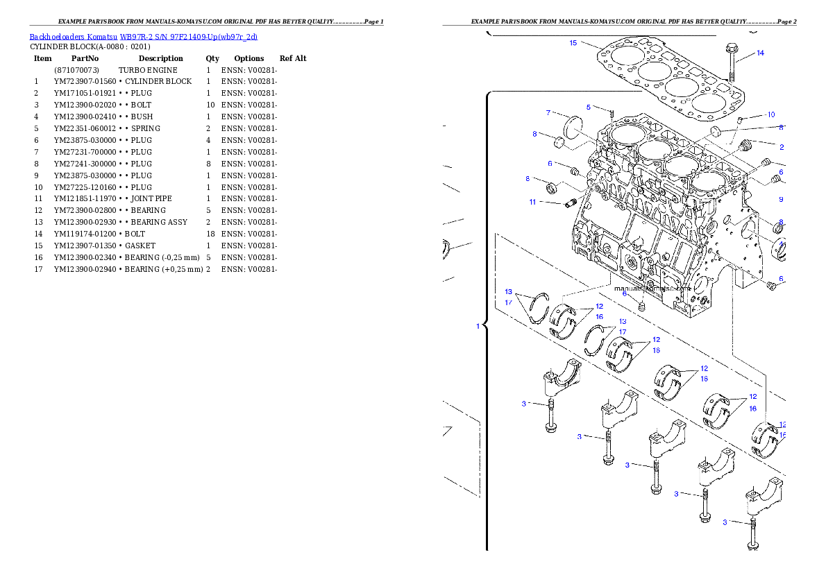 Protected: WB97R-2 S/N 97F21409-Up Partsbook