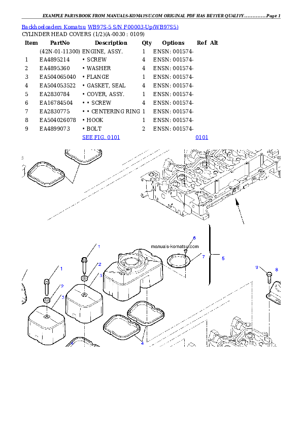 WB97S-5 S/N F00003-Up Partsbook