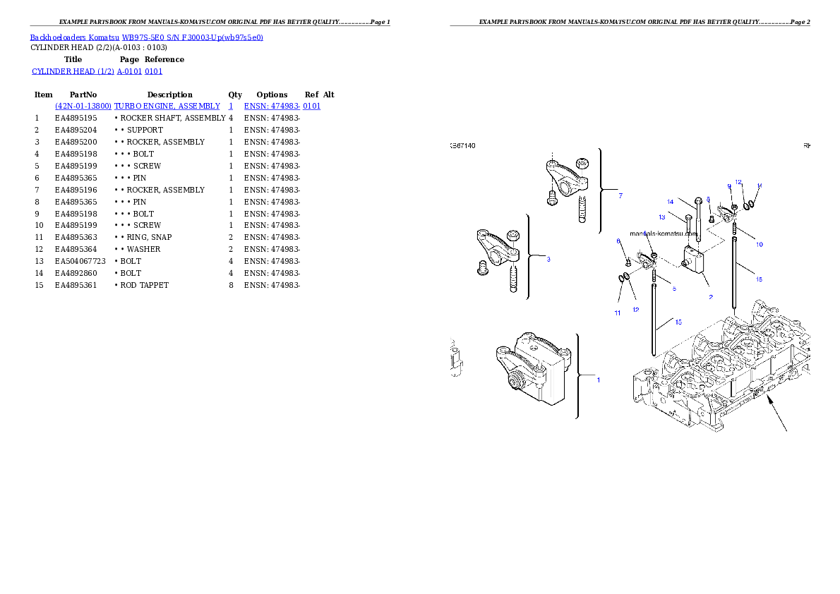 WB97S-5E0 S/N F30003-Up Partsbook
