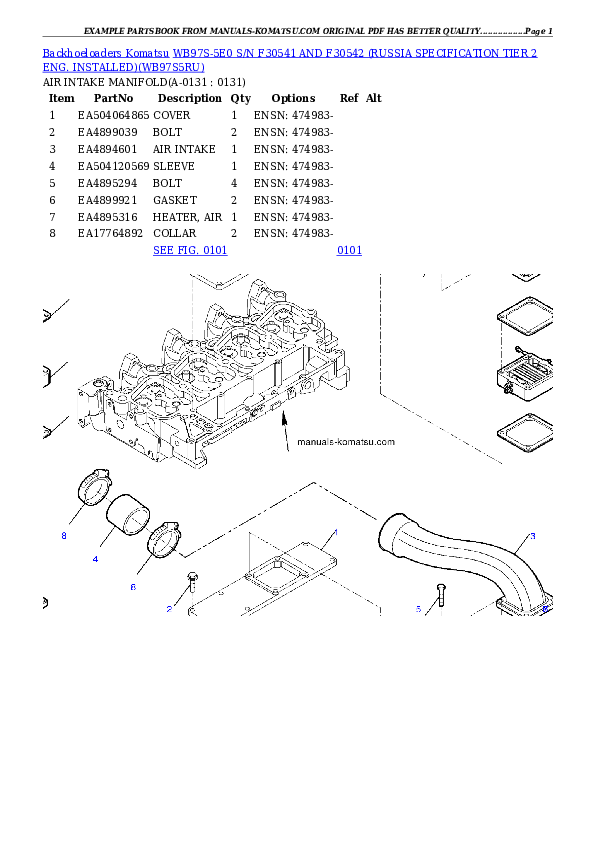 Protected: WB97S-5E0 S/N F30541 AND F30542 (RUSSIA SPECIFICATION TIER 2 ENG. INSTALLED) Partsbook