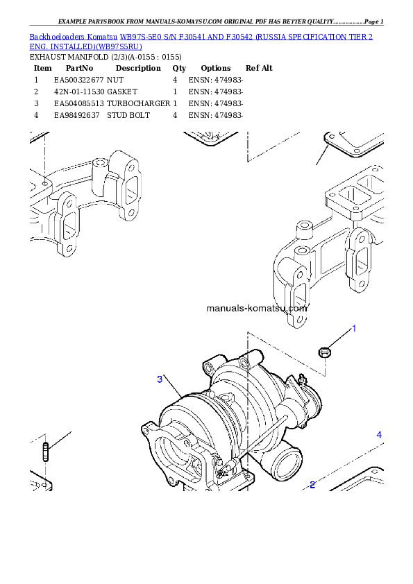 Protected: WB97S-5E0 S/N F30541 AND F30542 (RUSSIA SPECIFICATION TIER 2 ENG. INSTALLED) Partsbook