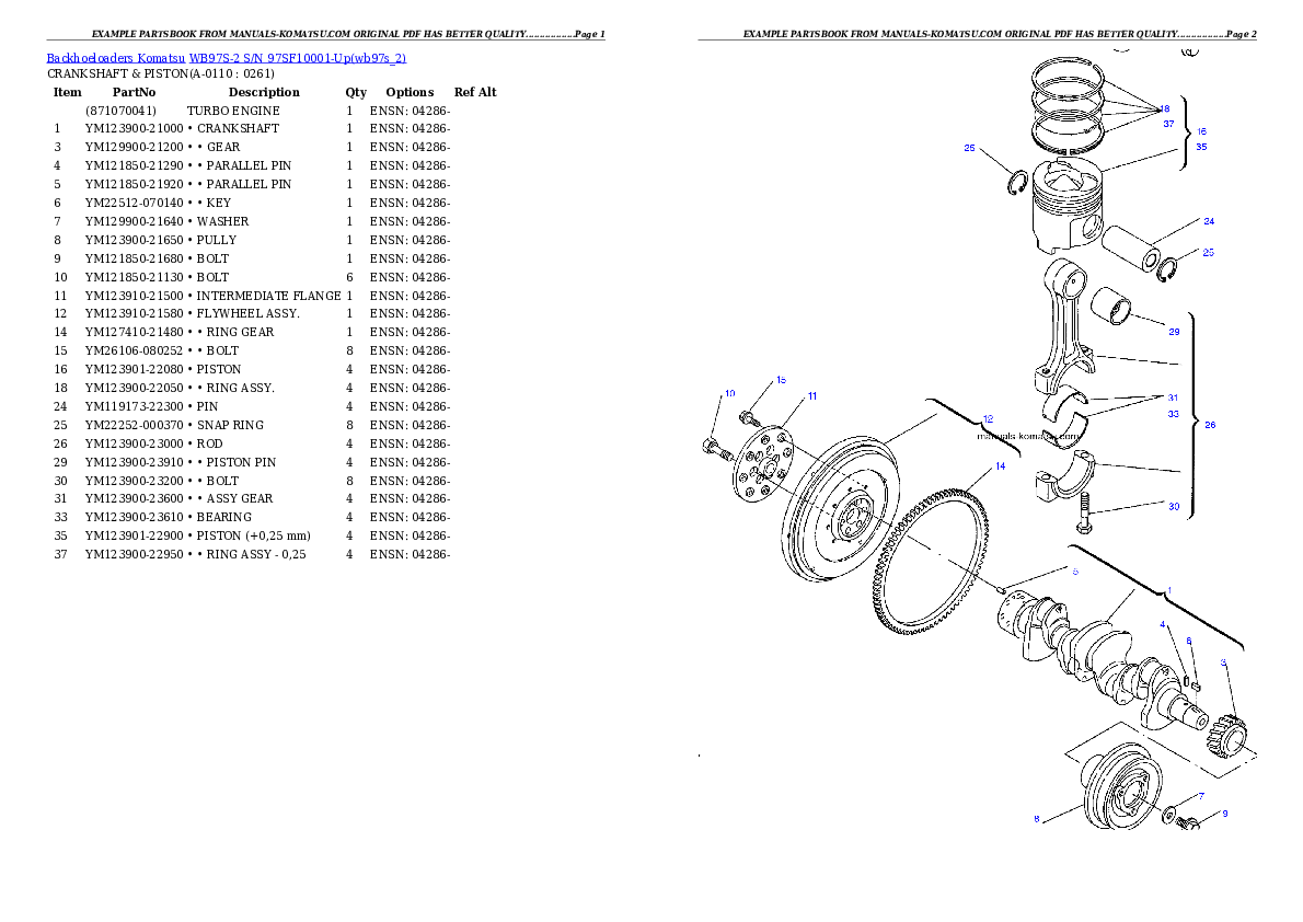 Protected: WB97S-2 S/N 97SF10001-Up Partsbook