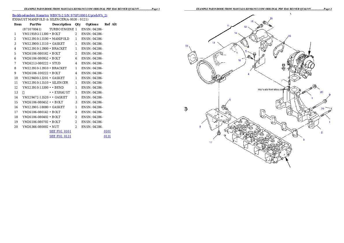 WB97S-2 S/N 97SF10001-Up Partsbook