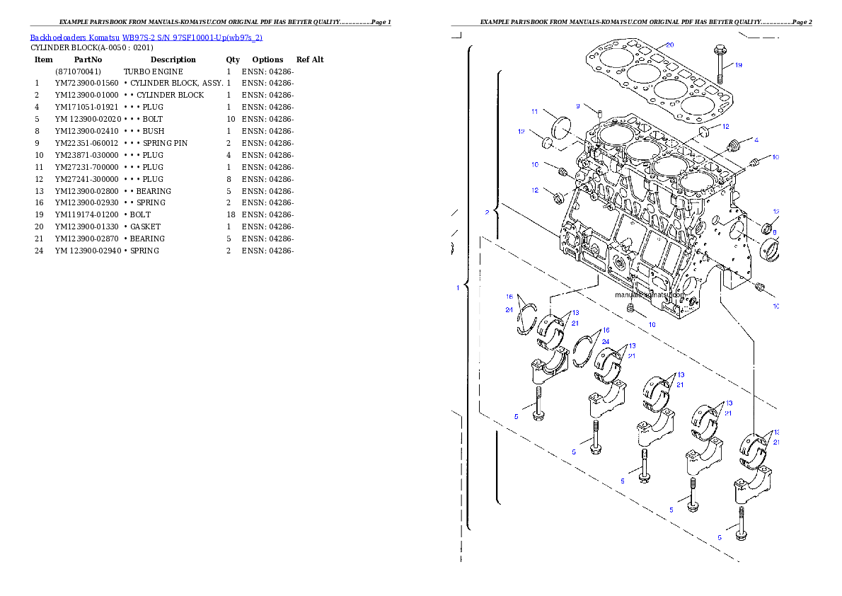 Protected: WB97S-2 S/N 97SF10001-Up Partsbook
