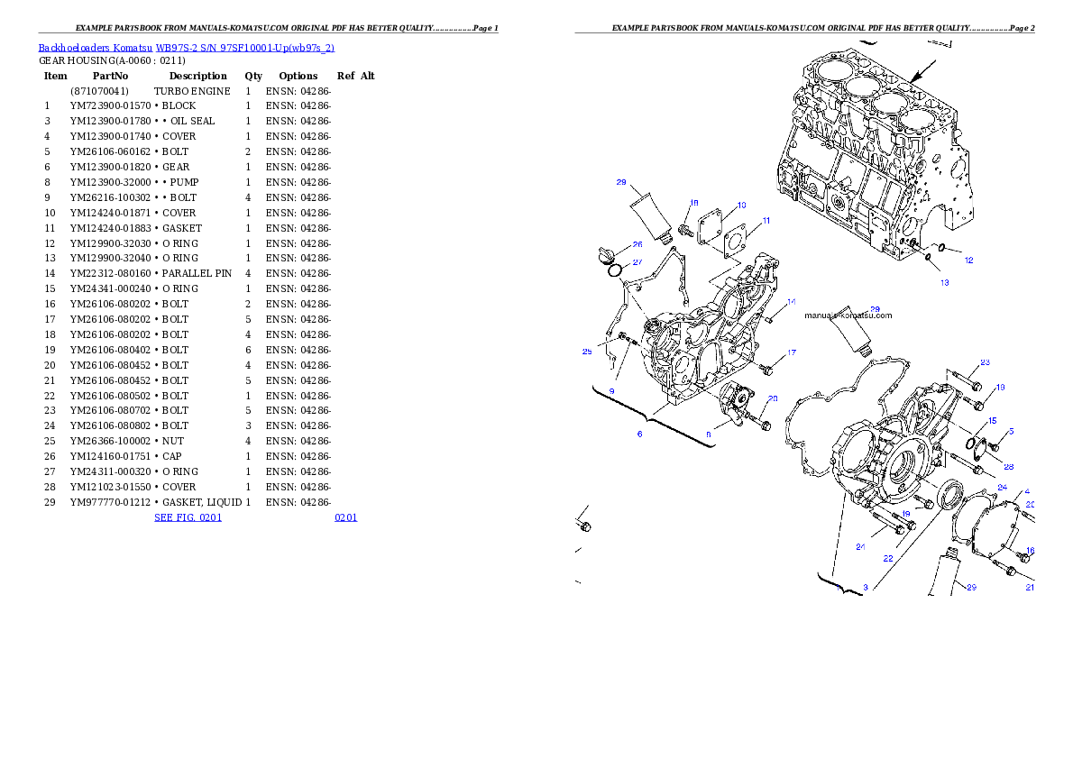 Protected: WB97S-2 S/N 97SF10001-Up Partsbook