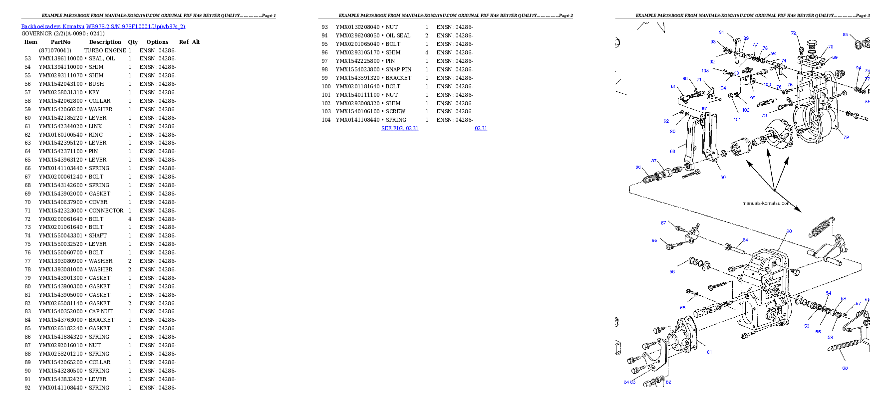 Protected: WB97S-2 S/N 97SF10001-Up Partsbook
