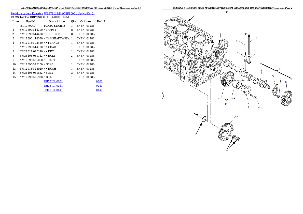 Protected: WB97S-2 S/N 97SF10001-Up Partsbook