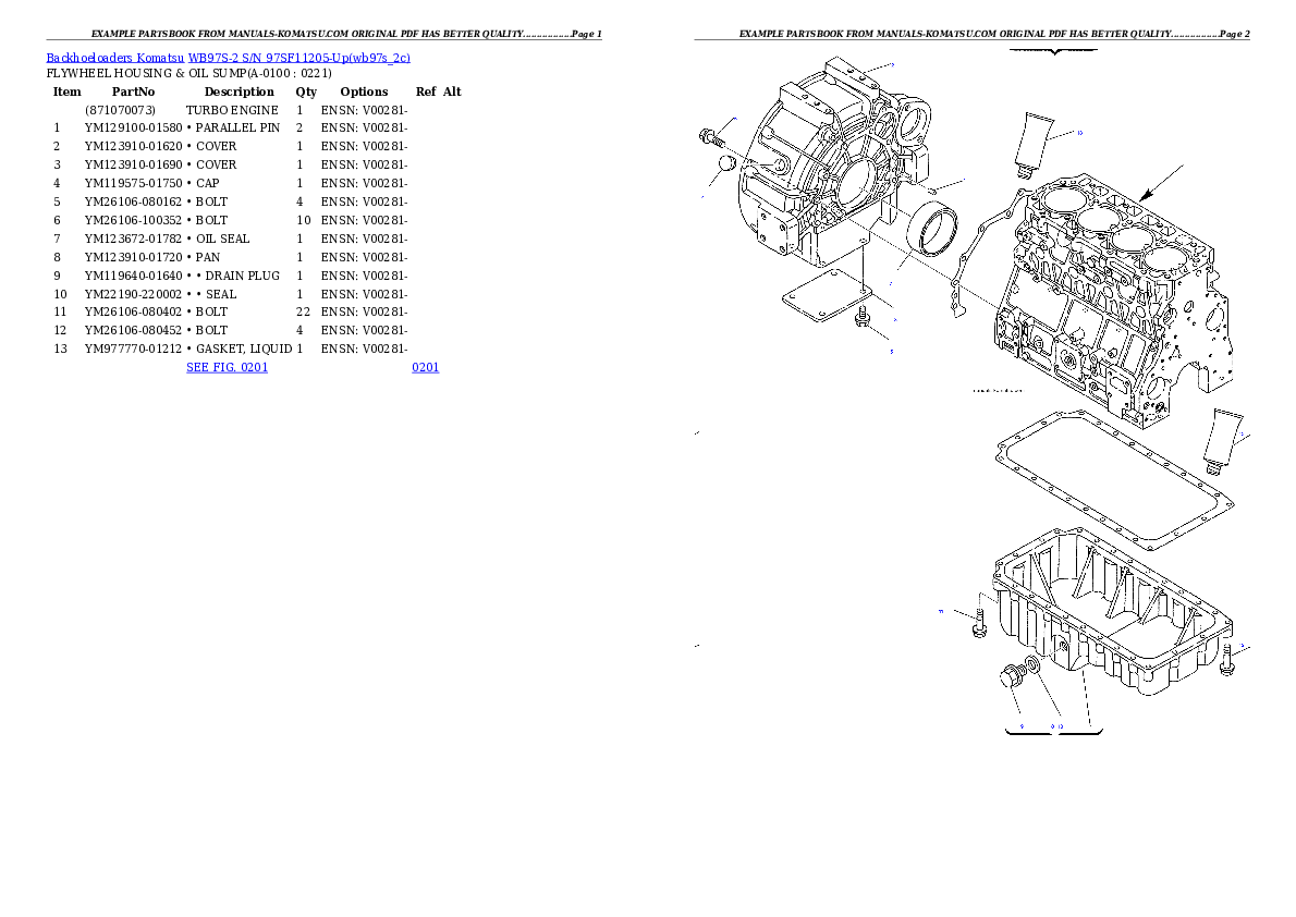 Protected: WB97S-2 S/N 97SF11205-Up Partsbook