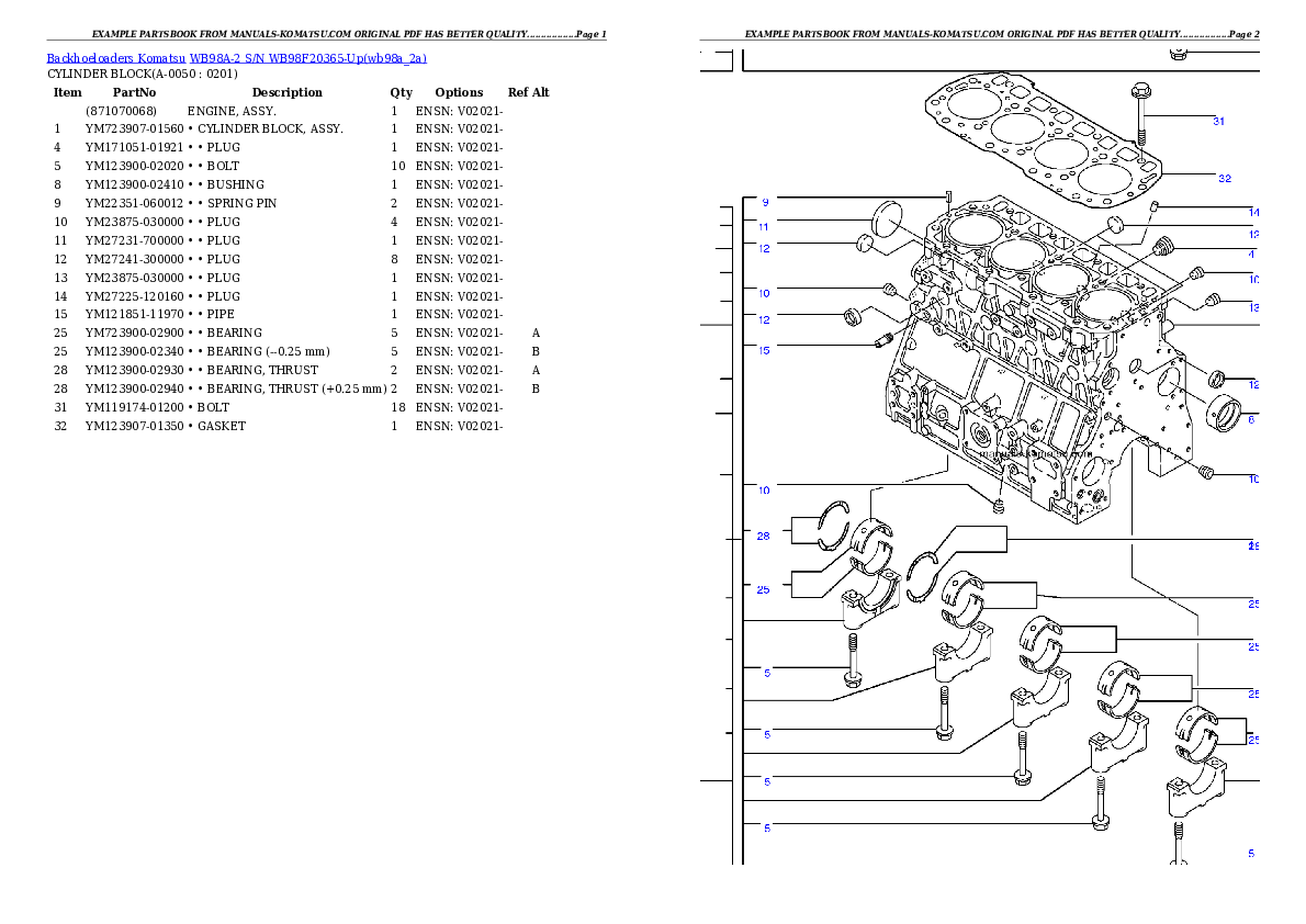 Protected: WB98A-2 S/N WB98F20365-Up Partsbook