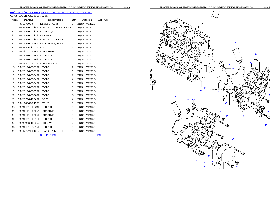 Protected: WB98A-2 S/N WB98F20365-Up Partsbook