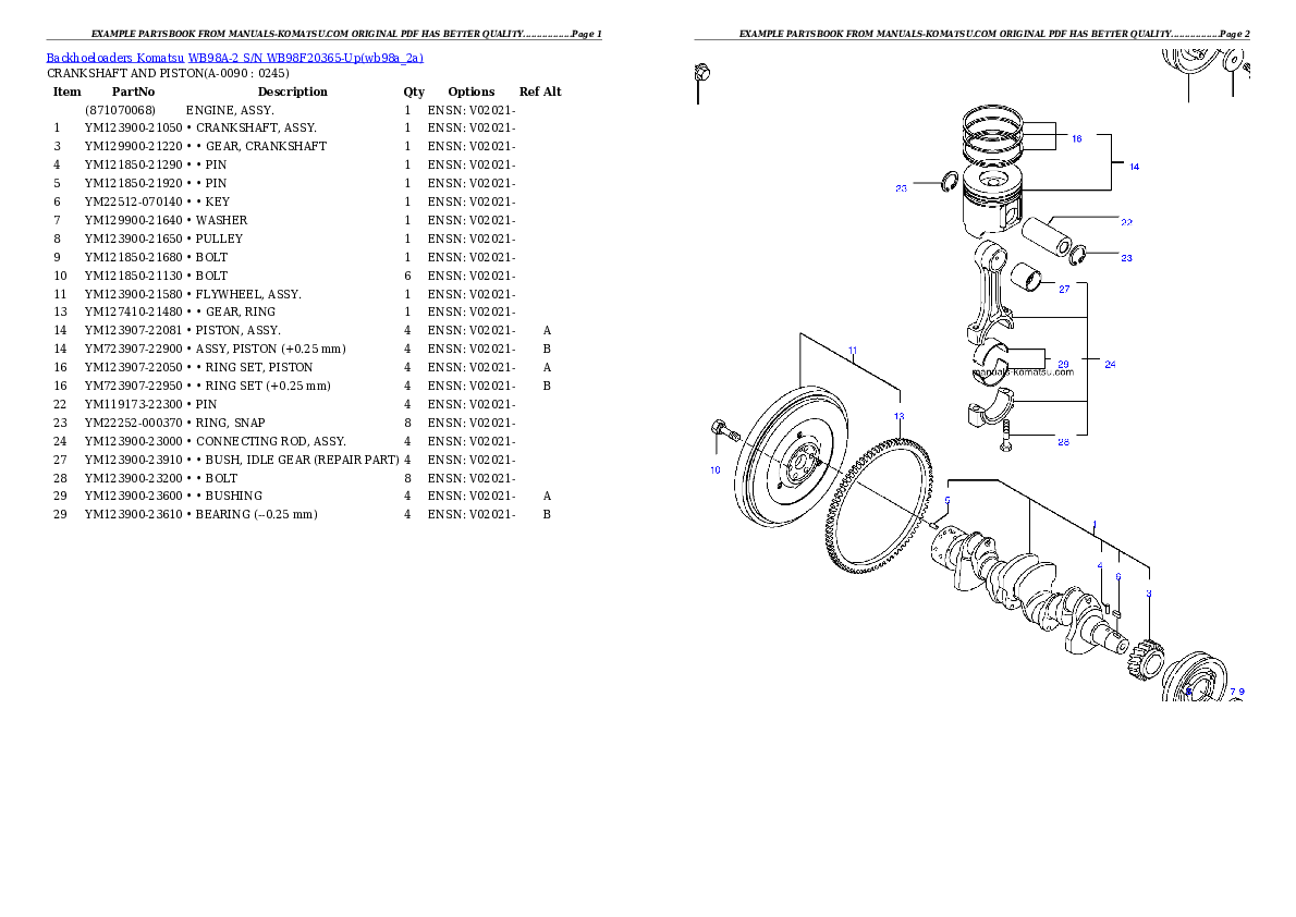 Protected: WB98A-2 S/N WB98F20365-Up Partsbook