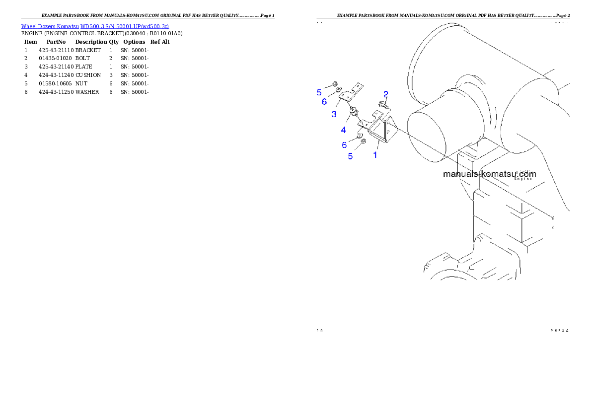 Protected: WD500-3 S/N 50001-UP Partsbook