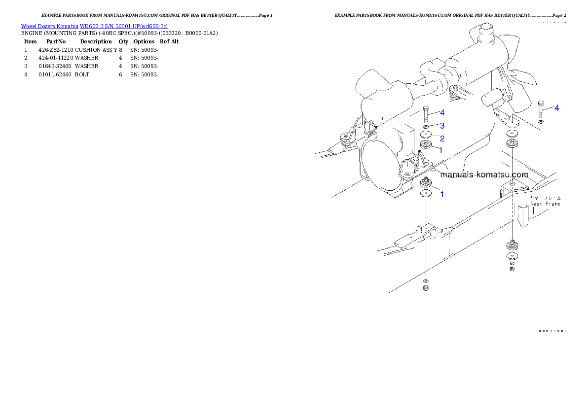 WD600-3 S/N 50001-UP Partsbook