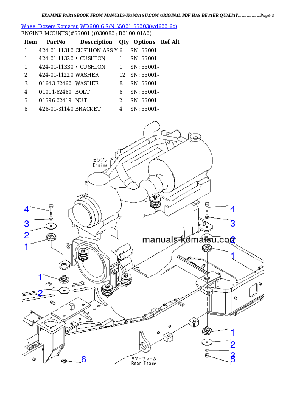 Protected: WD600-6 S/N 55001-55003 Partsbook