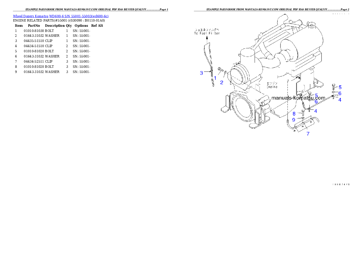 Protected: WD600-6 S/N 55001-55003 Partsbook