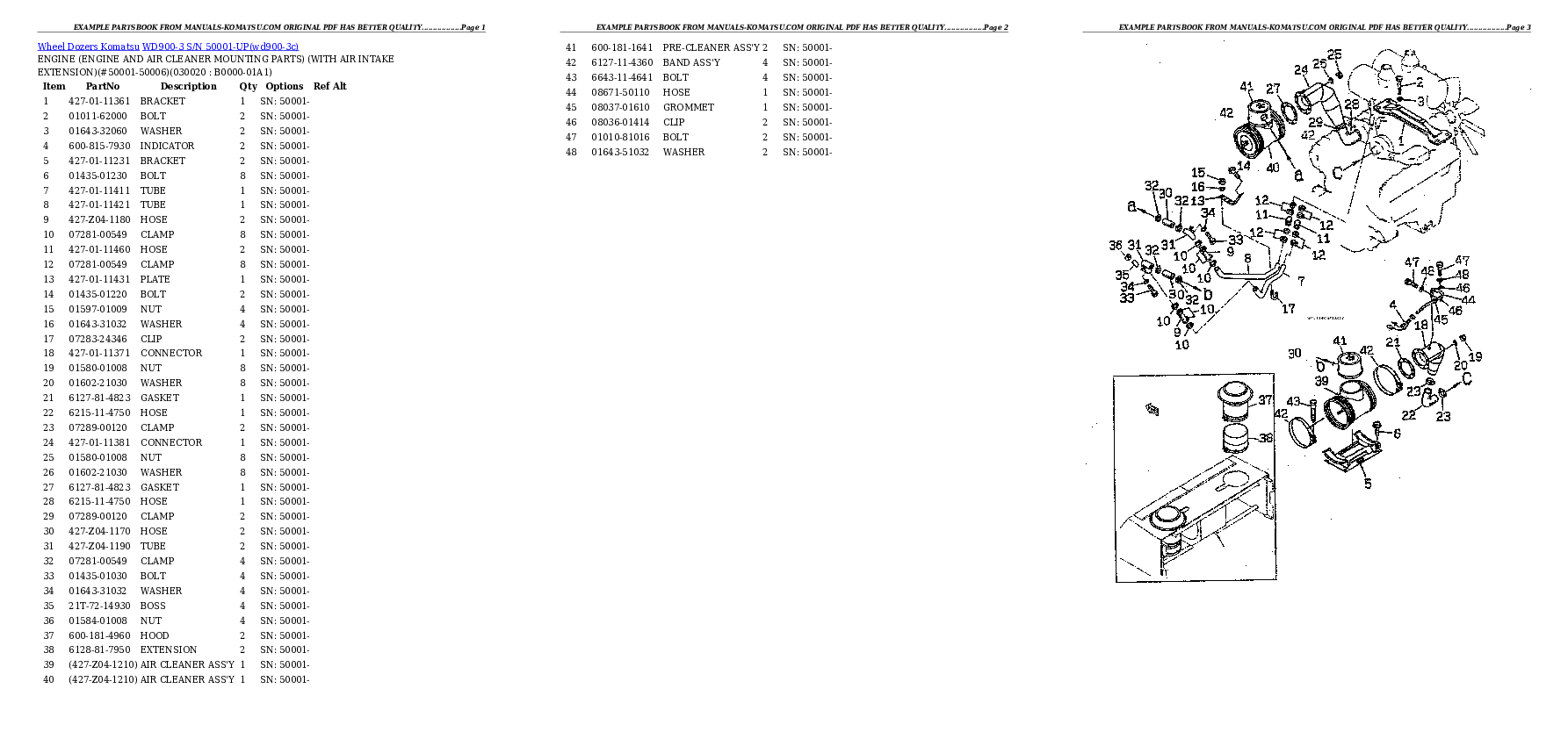 WD900-3 S/N 50001-UP Partsbook