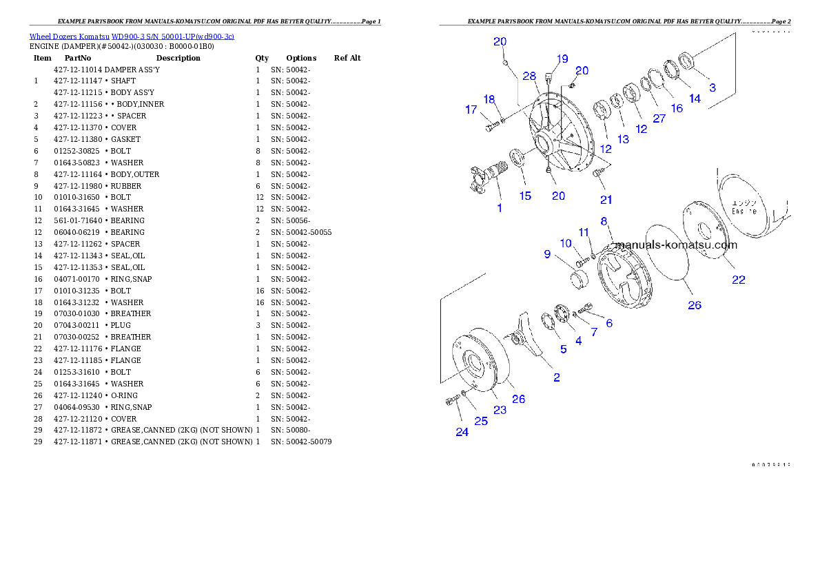 WD900-3 S/N 50001-UP Partsbook